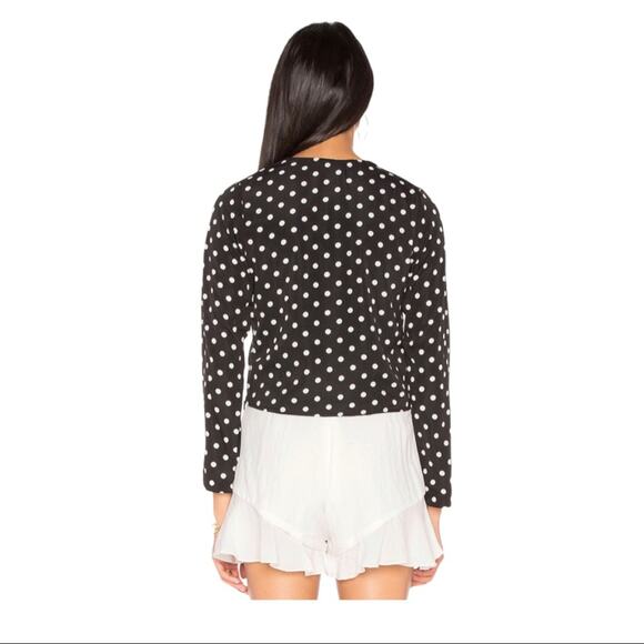 NWT REVOLVE X LIONESS Take the Plunge Polka Dot Top - Black - Medium - Picture 9 of 15
